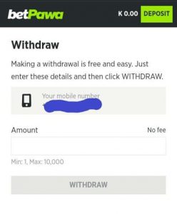 Withdraw funds on Betpawa Zambia