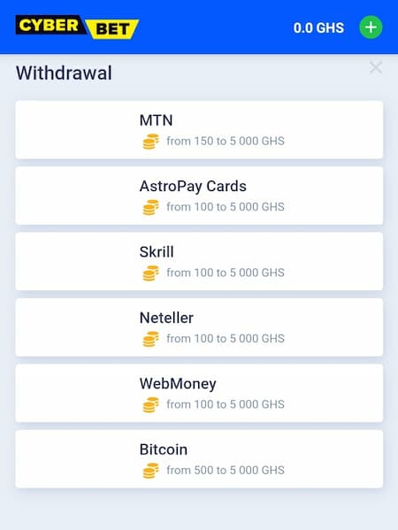 cyberbet ghana payout option