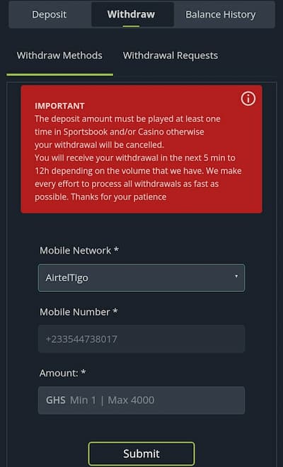 betboro airtel tigo withdrawal method