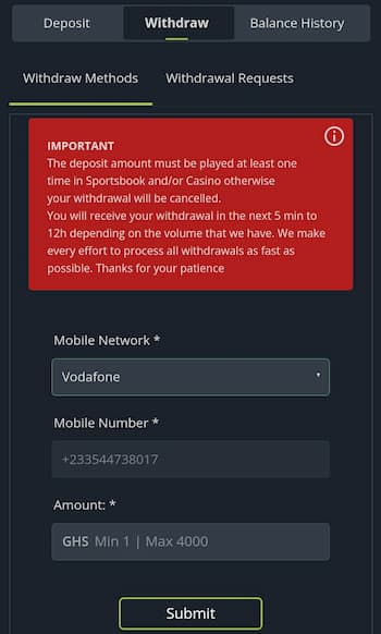 betboro vodafone withdrawal method